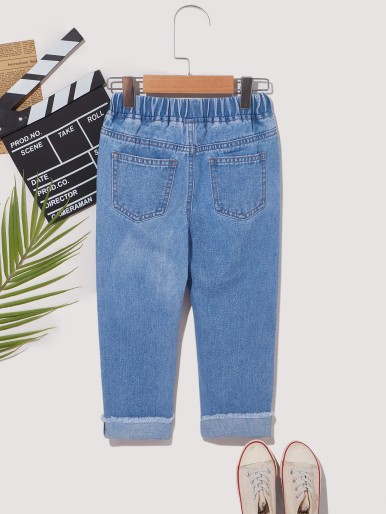 Toddler Girls Ripped Frayed Raw Hem Jeans