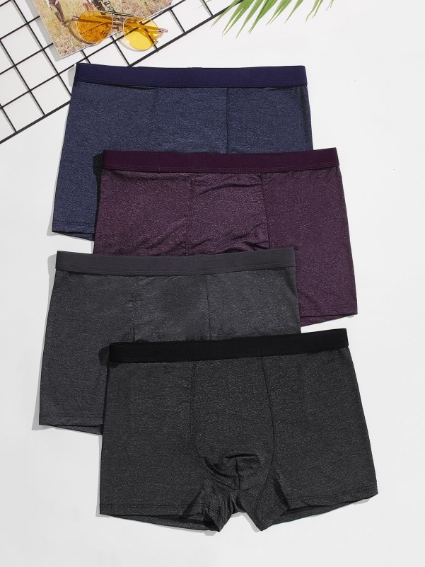 Men 4pcs Solid Boxer Brief