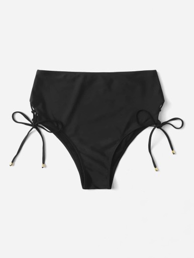 Plus Solid Tie Side Bikini Bottom