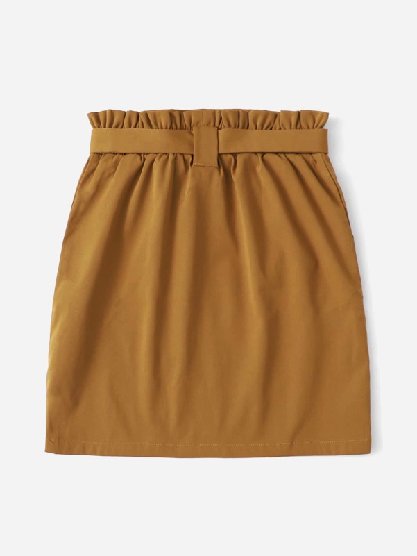 Girls Paperbag Waisted Belted Skirt