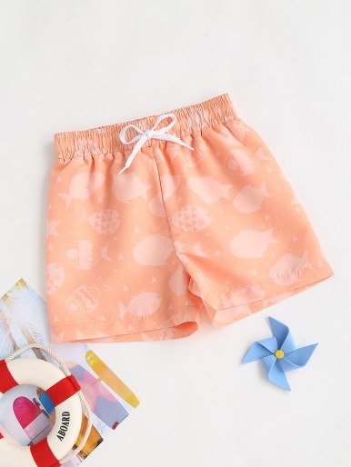 Toddler Boys Fish Print Swim Shorts