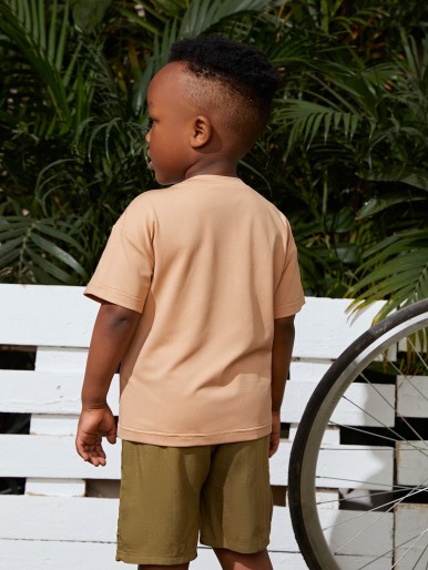 Toddler Boys Letter & Tropical Pattern Tee