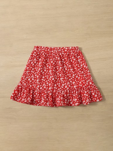 Toddler Girls Ditsy Floral Print Ruffle Hem Skirt