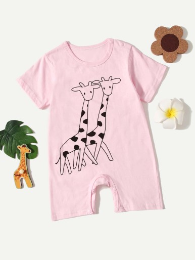 Baby Girl Giraffe Print Romper