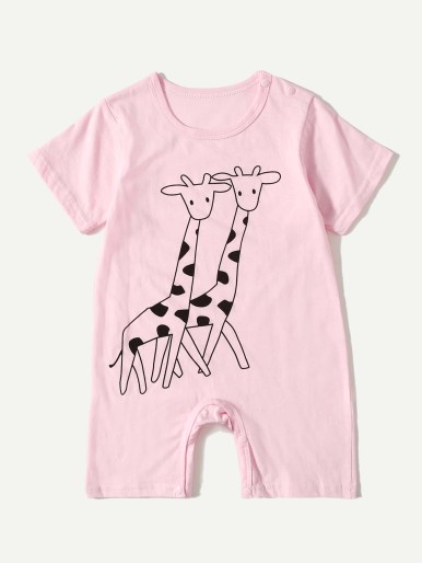 Baby Girl Giraffe Print Romper