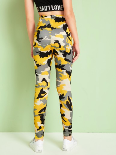 Girls Camo Print Leggings