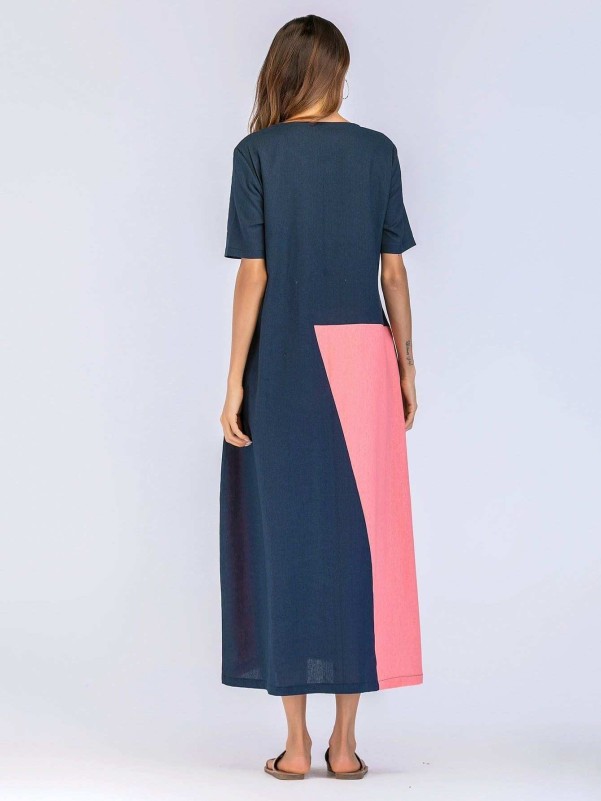 Color Block Hidden Pocket Dress