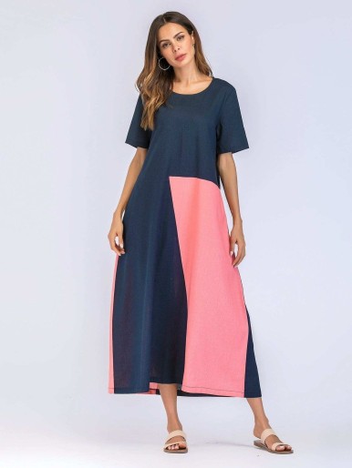 Color Block Hidden Pocket Dress