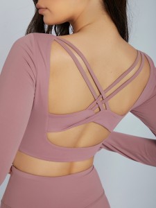 Crisscross Cutout Backless Crop Sports Tee