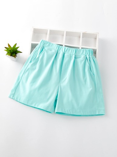 Girls Solid Wide Leg Shorts