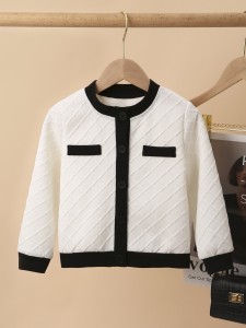 Toddler Girls Contrast Binding Jacket