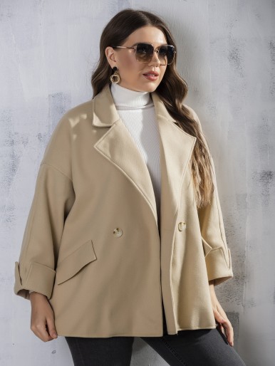 Plus Drop Shoulder Flap Detail Overcoat