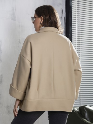 Plus Drop Shoulder Flap Detail Overcoat