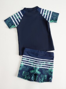 Boys Tropical Print Two Piece Swimsuit