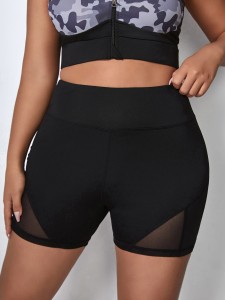 Plus Mesh Panel Sports Shorts