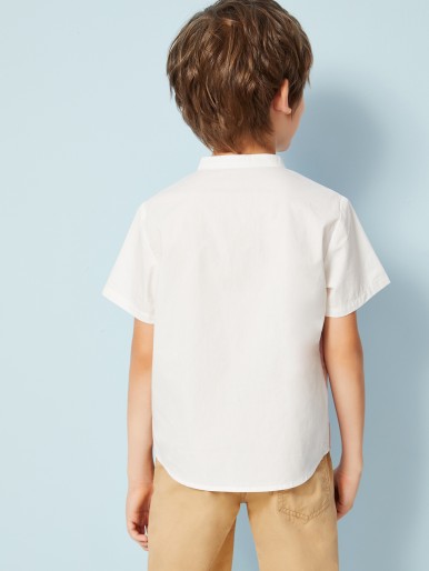 Boys Stand Collar Cut And Sew Shirt