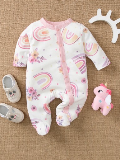 Baby Floral Print Footed Sleep Jumpsuit