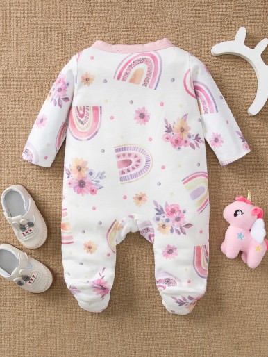 Baby Floral Print Footed Sleep Jumpsuit