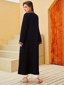 Contrast Binding Longline Abaya