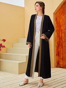 Contrast Binding Longline Abaya