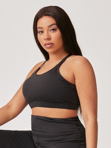 Plus Criss Cross Peekaboo Back Sports Bra