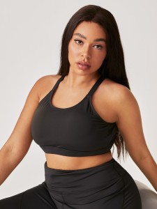 Plus Criss Cross Peekaboo Back Sports Bra