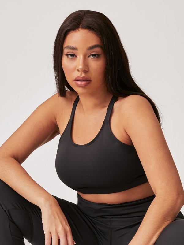 Plus Criss Cross Peekaboo Back Sports Bra