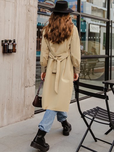 Double Button Belted Trench Coat