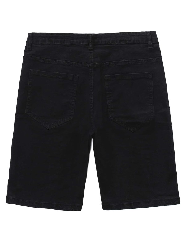 Men Ripped Button Fly Denim Shorts