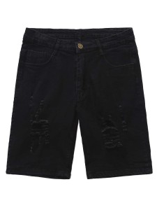 Men Ripped Button Fly Denim Shorts