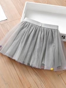 Toddler Girls Pom Pom Mesh Skirt