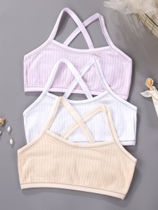 Girls 3 Pack Criss Cross Back Bralette