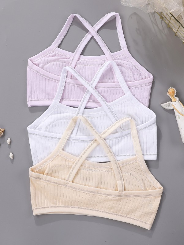 Girls 3 Pack Criss Cross Back Bralette