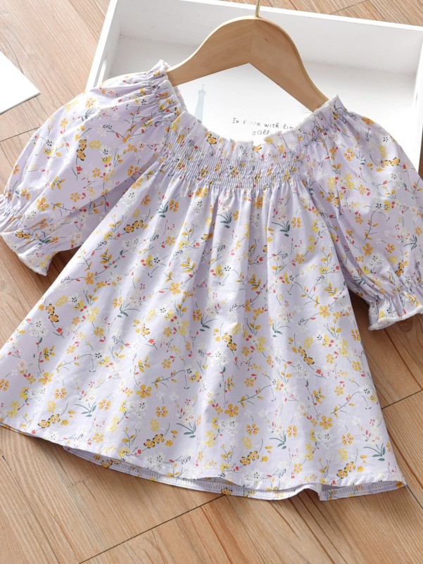 Toddler Girls Shirred Detail Ditsy Floral Blouse