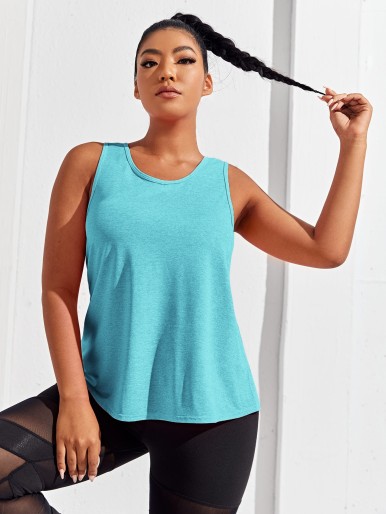 Plus Solid Sports Tank Top