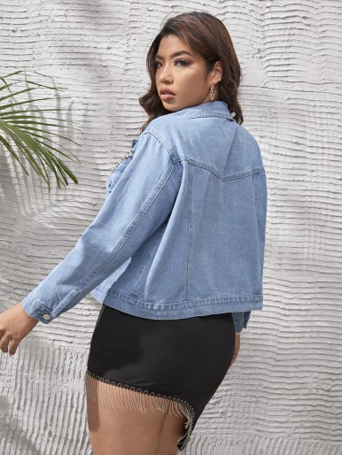 Plus Studded Detail Denim Jacket