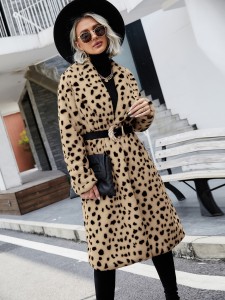 Dalmatian Print Fuzzy Coat Without Belt