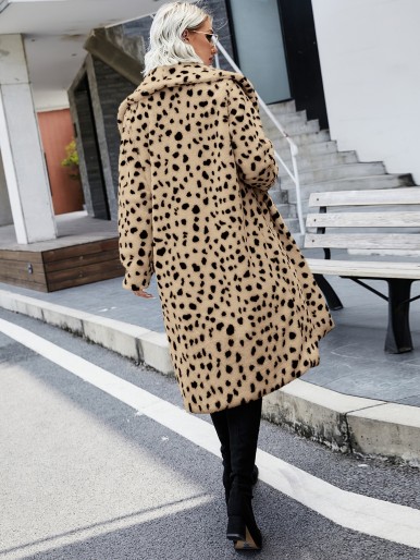 Dalmatian Print Fuzzy Coat Without Belt