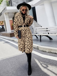 Dalmatian Print Fuzzy Coat Without Belt