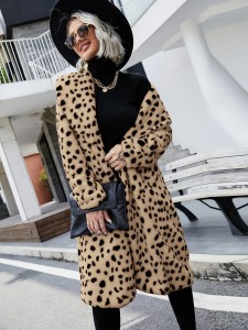 Dalmatian Print Fuzzy Coat Without Belt