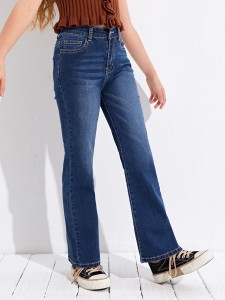 Girls Raw Wash Flare Jeans