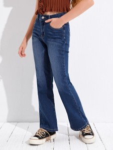 Girls Raw Wash Flare Jeans