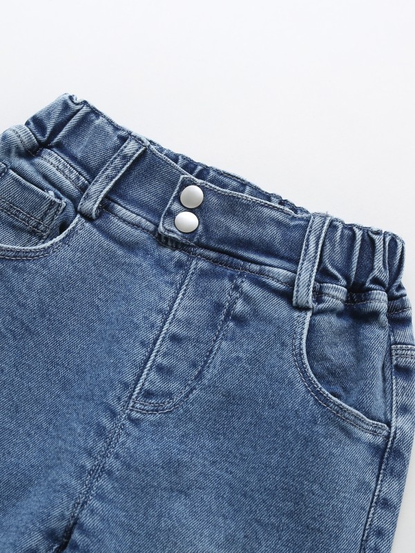 Toddler Girls Button Front Slant Pocket Jeans