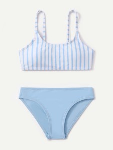 Girls Striped Bikini Swimsuit