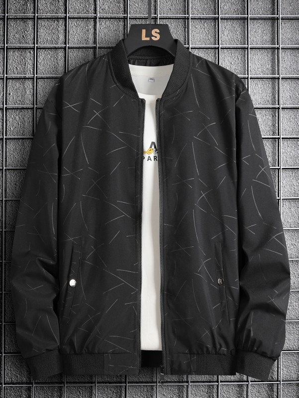 Men Graphic Print Zip Up Jacket