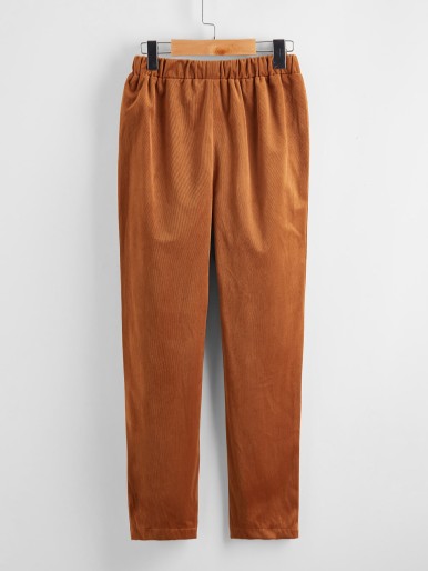 Girls Button Front Cord Pants