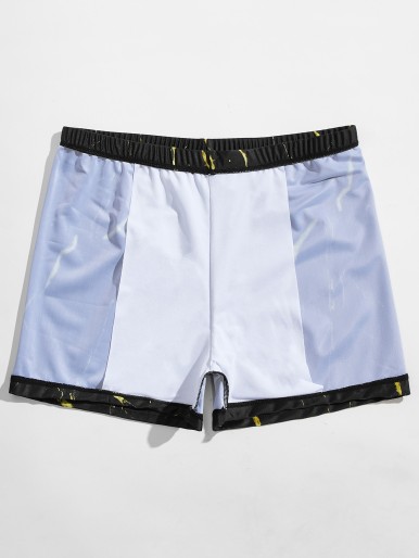 Men Elastic Waist Swim Trunks