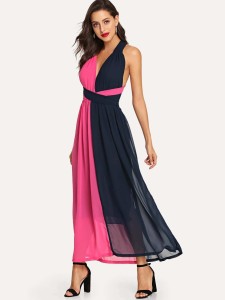 Criss Cross Color Block Shell Dress