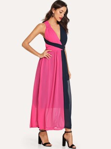 Criss Cross Color Block Shell Dress