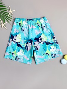 Boys Plant Print Swim Trunks